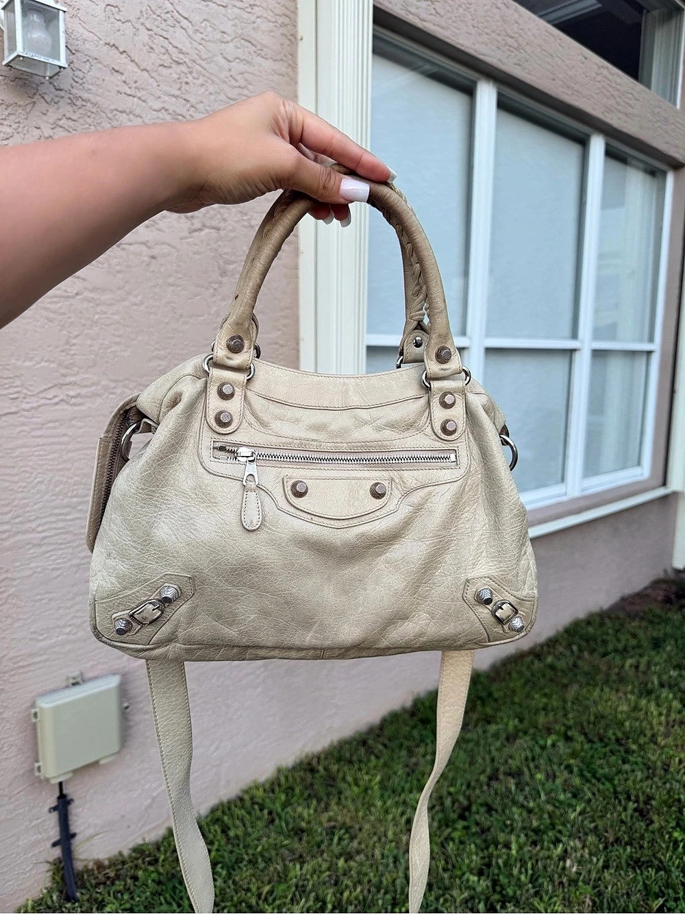 Balenciaga Classic City Bag Leather Satchel in Beige